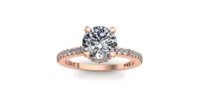 5.5mm (0.60ct) Monique ForeverOne Round Moissanite Four Prong Diamond Underhalo Engagement Ring 14K Gold MOENG082