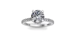 6.5mm (1.00ct) Katie ForeverOne Round Moissanite Diamond Underhalo Engagement Ring 14K Gold MOENG023