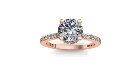 6mm (0.80ct) Katie ForeverOne Round Moissanite Diamond Underhalo Engagement Ring 14K Gold MOENG029