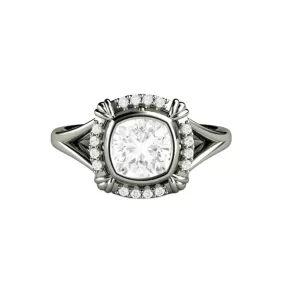 Antique Style Moissanite Engagement Ring Art Deco Bezel Setting