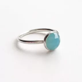 Aqua Chalcedony 925 Sterling Silver Ring, Handmade Bohemian Jewelry, Birthstone,Gift for her