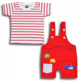 Boys Striped T-shirt and Dungaree Clothing Set