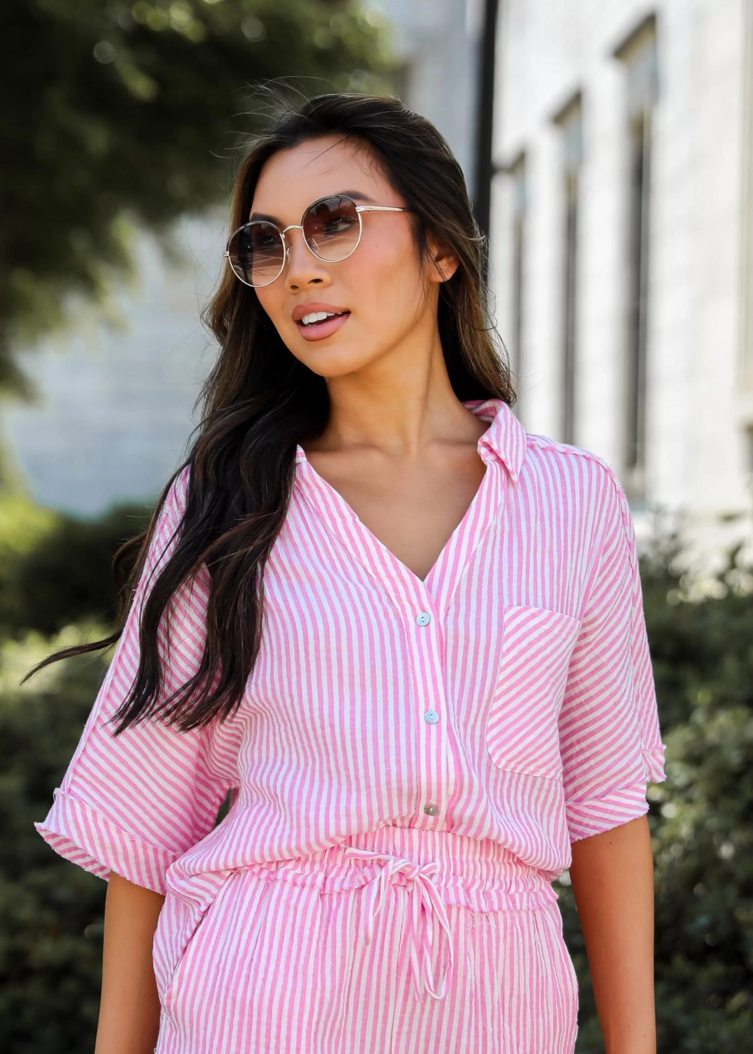 Bright Disposition Seersucker Blouse - DU DEAL