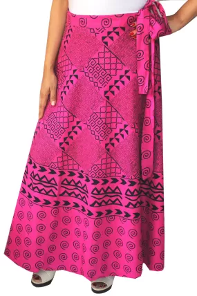 Cotton Printed Wrap Around Long Skirt Womens Indian Clothing (Pink)