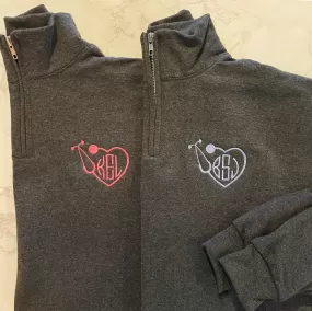 Heart Stethoscope Monogram Quarter Zip Sweatshirts