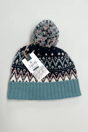 Lily & Me - Fair Isle Wool Bobble Hat - Navy