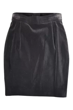 LOUIS FERAUD Vintage Black Suede Mini Pencil Skirt (UK 6)