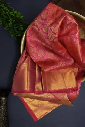 Magenta Color Pure Kanjeevaram Silk Saree with Pure Gold Zari with Self-Weaving