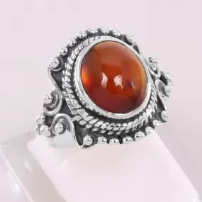 Natural Garnet Ring, 925 Sterling Silver Garnet Ring, Hessonite Garnet Bohemian Style Ring, Handmade Ring, Garnet Statement Ring