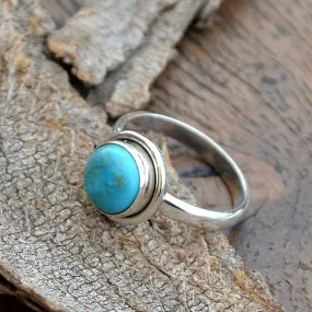 Natural Sleeping Beauty Arizona Turquoise Gemstone 925 Sterling Silver Birthstone Gift Ring, Turquoise Jewelry, Nickel Free Ring