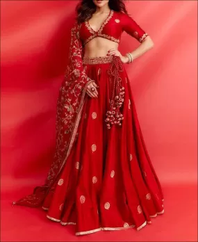 Red Color Georgette Sequence Work Designer Lehenga choli