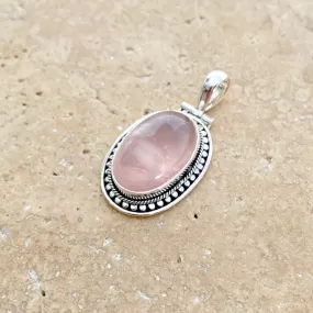 Rose Quartz Oval Tulsi Pendant