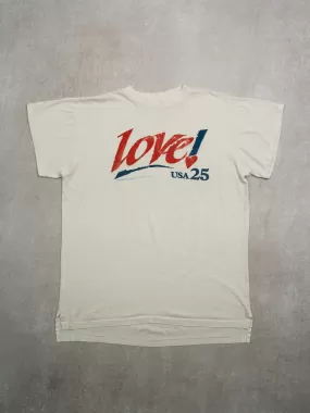 Vintage '89 White Love! USA 25 Stamp Tee (L)