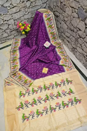 Violet Color Pure Ikat Patola Silk Saree